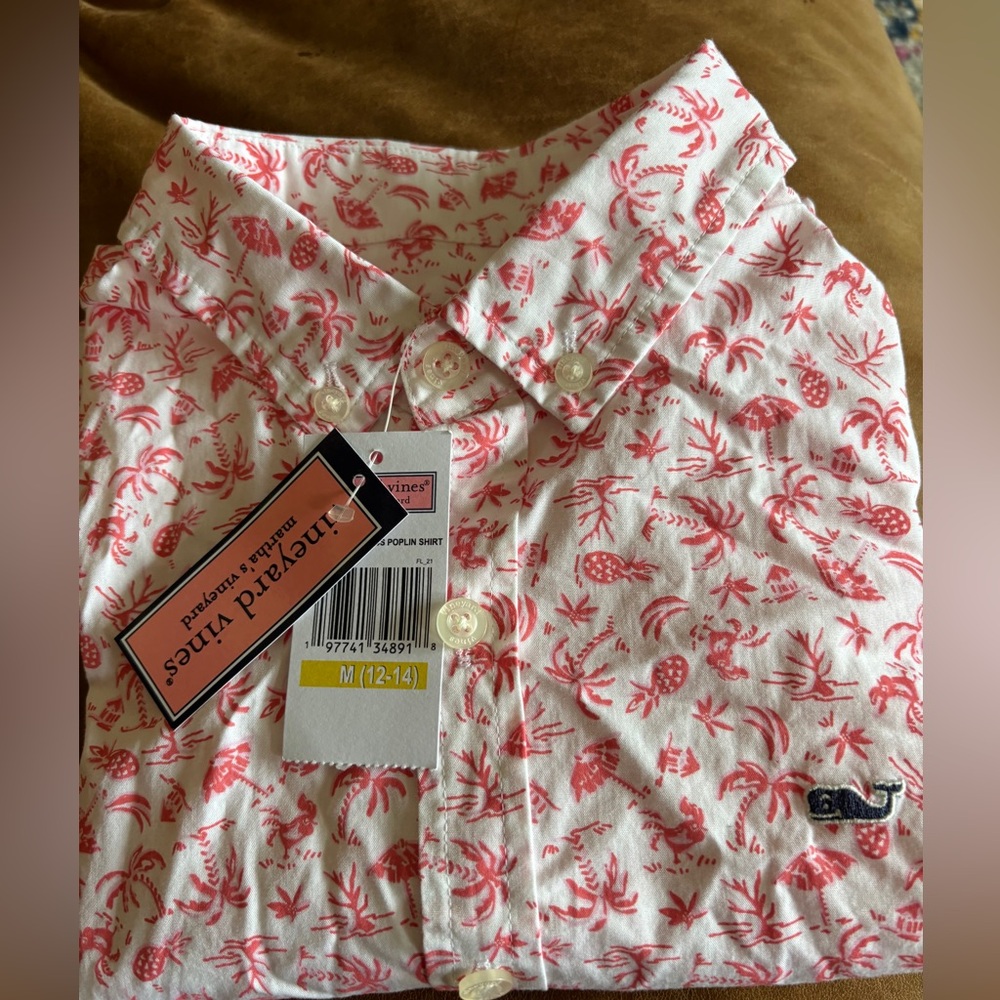 Vineyard Vines Boys Red Print Shirt